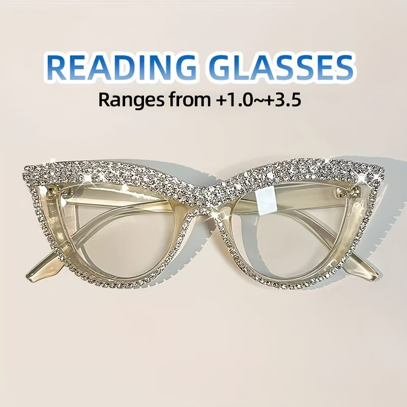 Elegant Cat-Eye Glasses – Rhinestone Eye Glasses for Women Reading & Fashion Wear