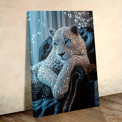 Leopard Painting – Framed Canvas Luxury Animal Painting for Living Room Decor