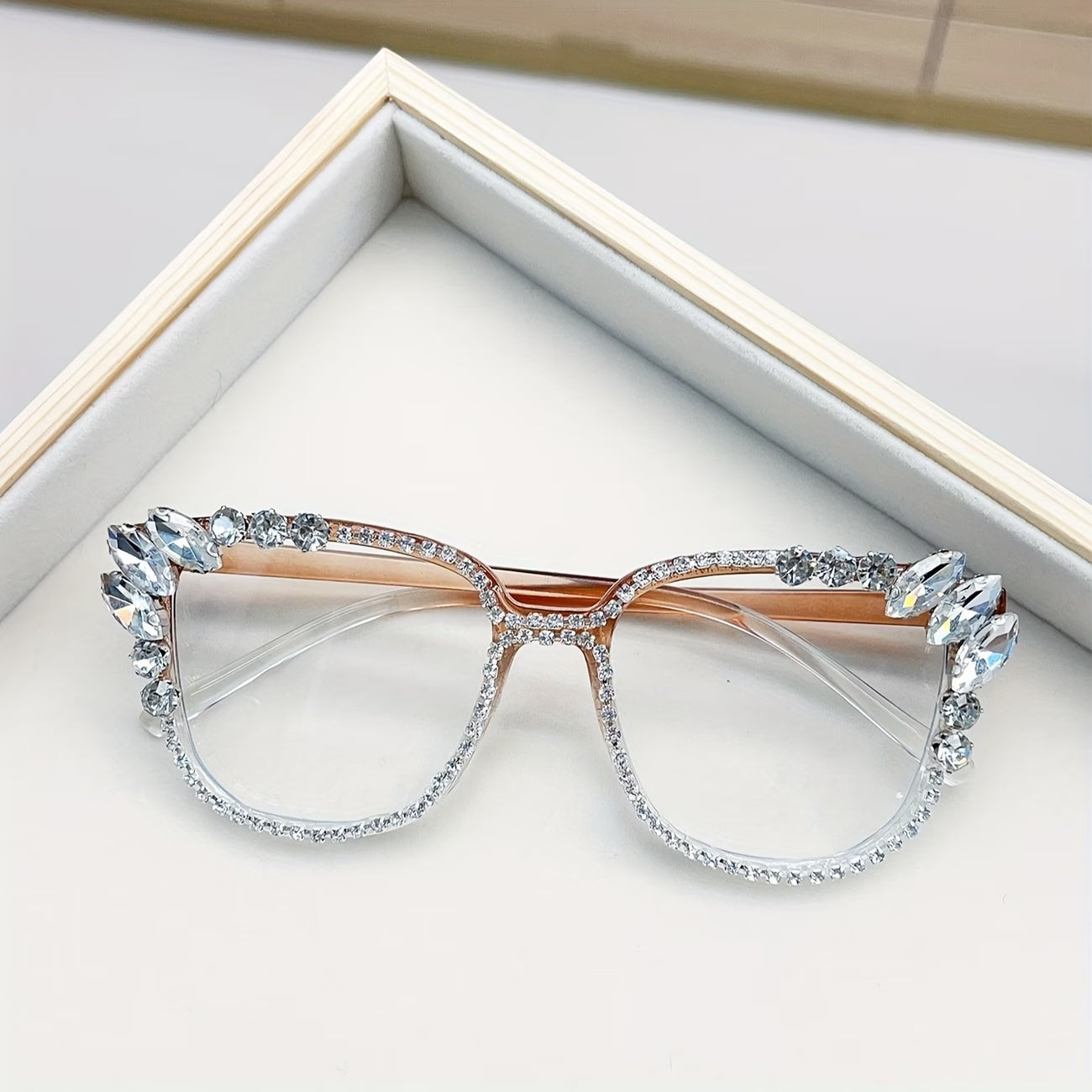 Rhinestone Cat Eye Glasses – Luxury Square Crystal Eye Glasses for Women Fashion