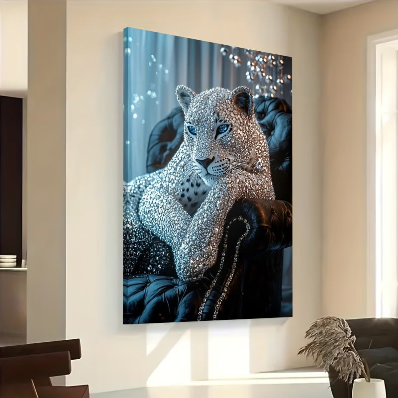 Leopard Painting – Framed Canvas Luxury Animal Painting for Living Room Decor