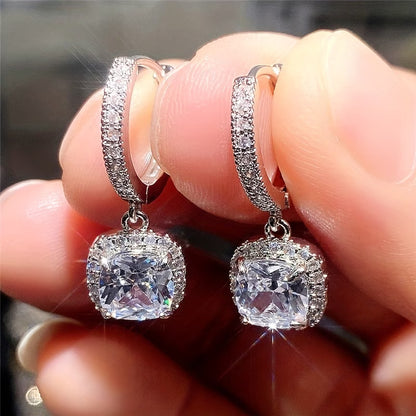 Elegant Square Zirconia Earrings – Artificial Earrings for Women Gold Plated Rhinestone Jewellery