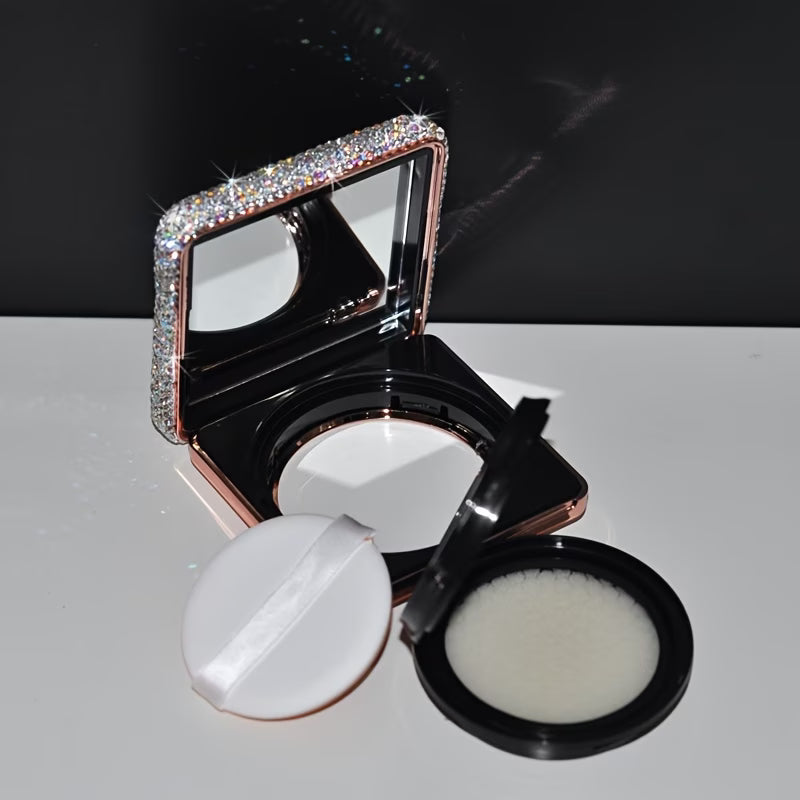 Storage Box – Luxury Diamond Powder Puff Organizer with Mini Mirror Cosmetic Storage Container
