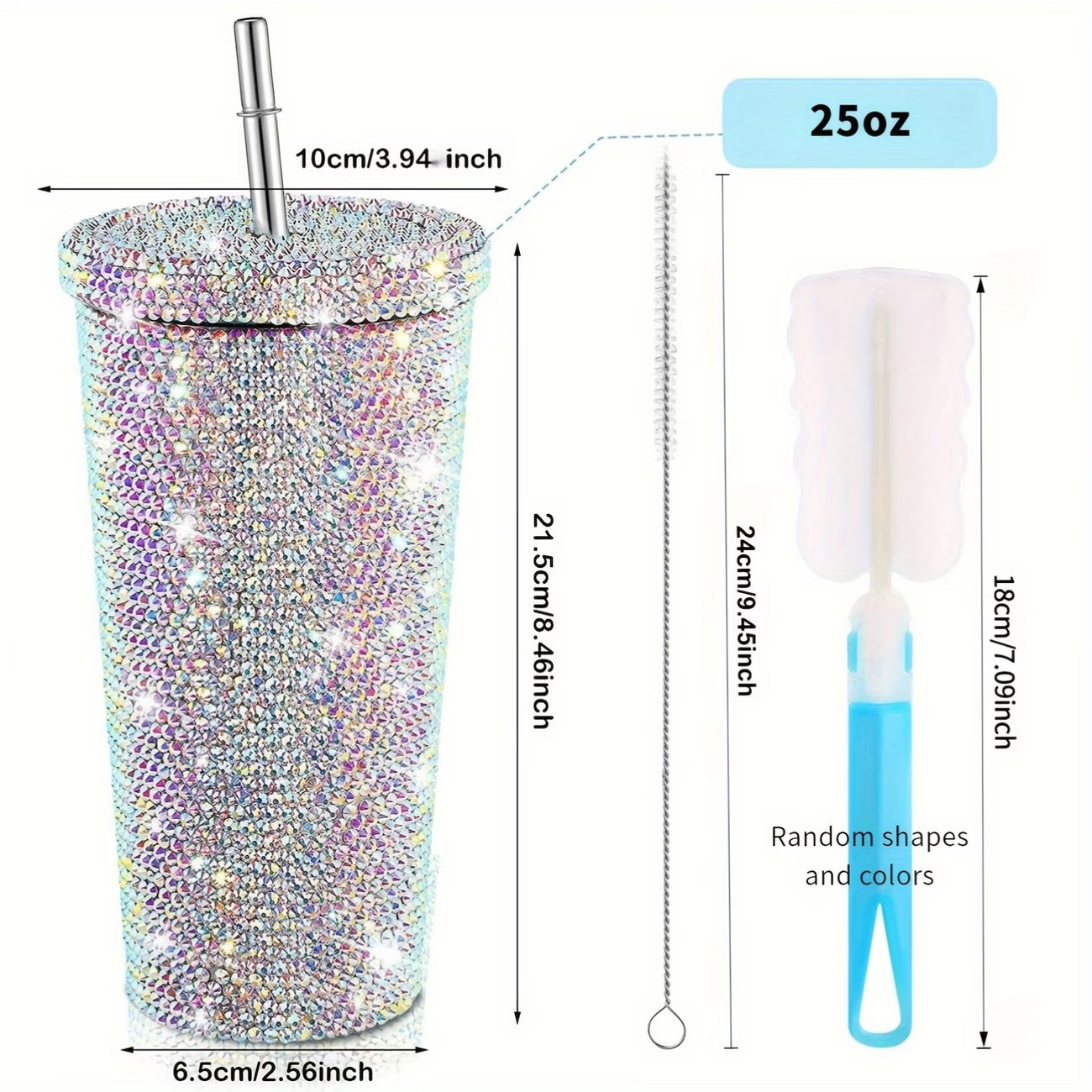 Diamond Insulated Cups – Rhinestone Coffee Mugs Cute Strass Cup with Straw