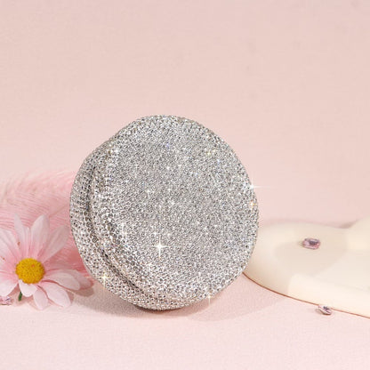 Storage Box – Round Jewelry Organizer with Glass Diamond Design Elegant Storage Container