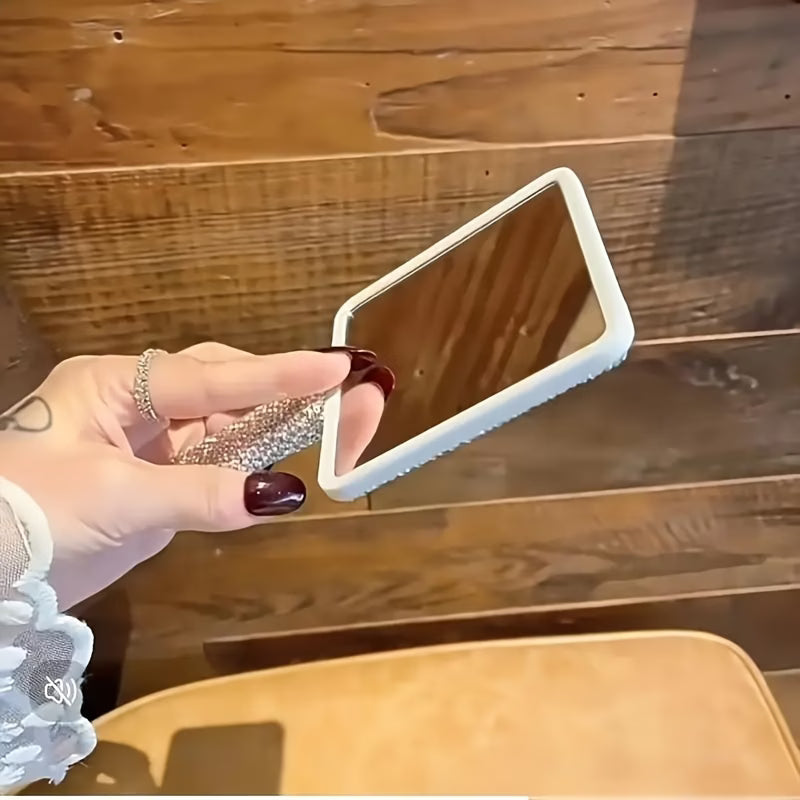 Luxury Rhinestone Vanity Mirror – Sparkling Handheld Makeup Mirror for Travel & Daily Use