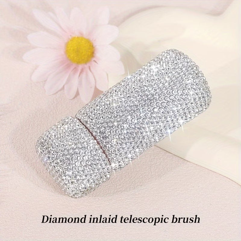 Makeup Brush – Rhinestone Retractable Powder Brush for Blush, Contour & Setting Makeup
