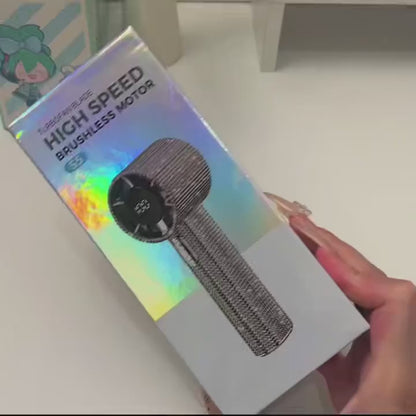 Portable Fan – Mini Hand Held Fan with Diamond Design USB Rechargeable